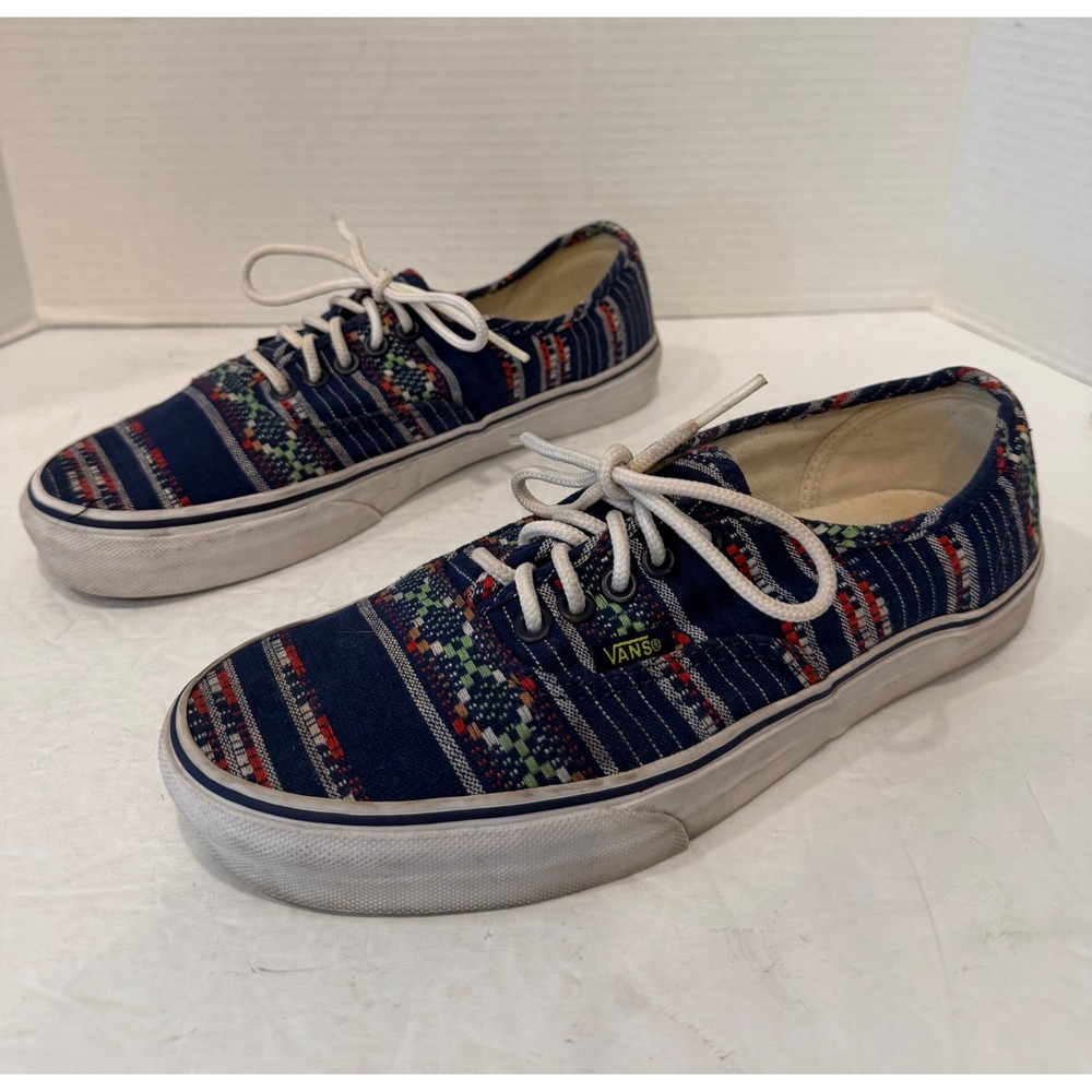 Vans Authentic Blue Woven Geometric Tribal Low Top Lace Up Sneakers W8.5.‎ M7